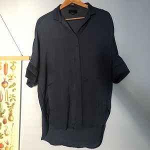 Lumière silky shirt navy buttondown
